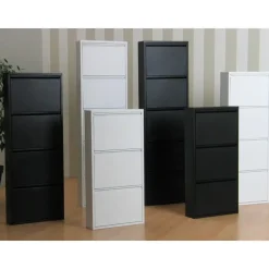 Hioshop Pisa schoenenkast zwart metaal met 3 vakken - set van 2