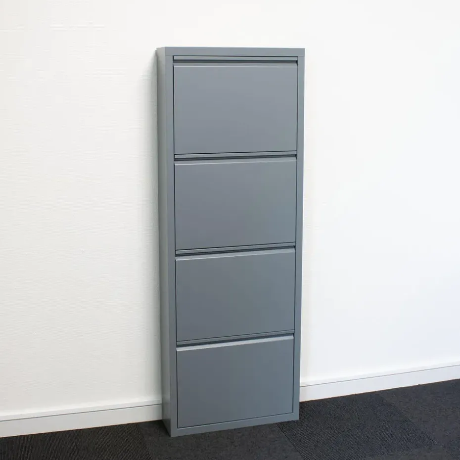 Hioshop Pisa schoenenkast grijs metaal met 12 vakken