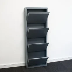 Hioshop Pisa schoenenkast grijs metaal met 12 vakken