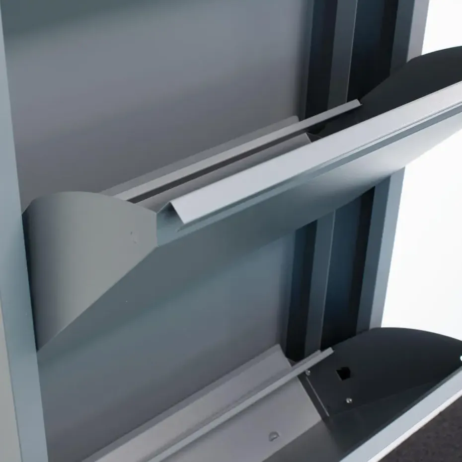 Hioshop Pisa schoenenkast grijs metaal met 12 vakken