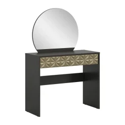 Hioshop Prisma kaptafel 1 lade 1 spiegel zwart- goudkleurig