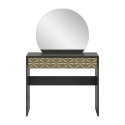 Hioshop Prisma kaptafel 1 lade 1 spiegel zwart- goudkleurig
