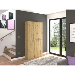 Hioshop ProjektX kledingkast 4 deuren eiken decor