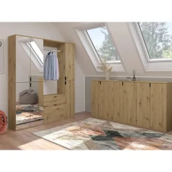 Hioshop ProjektX kommode 2+1 deuren 3 deuren eiken decor