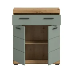 Hioshop Scout badkamerkast 2 deuren- 1 lade salvie decor- eiken decor
