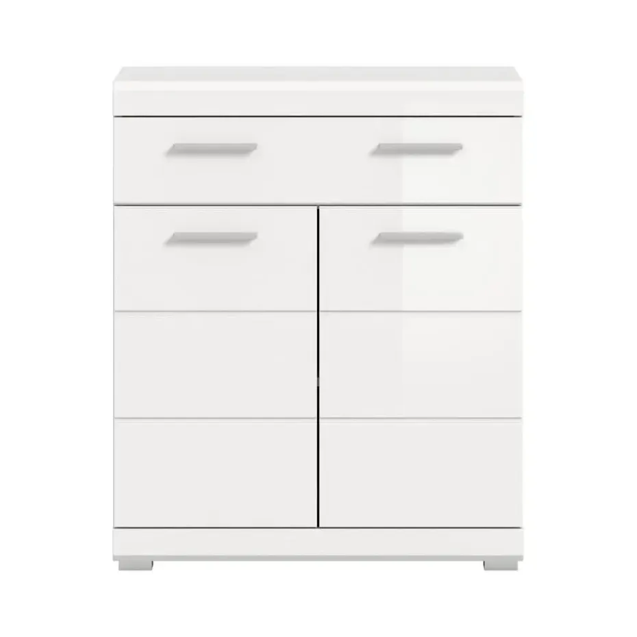 Hioshop Scout badkamerkast 2 deuren- 1 lade wit hoogglans- wit