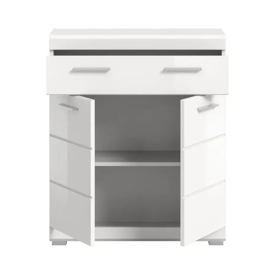 Hioshop Scout badkamerkast 2 deuren- 1 lade wit hoogglans- wit