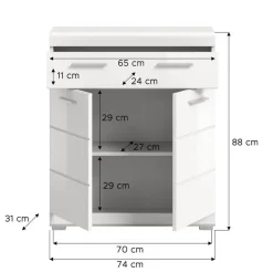 Hioshop Scout badkamerkast 2 deuren- 1 lade wit hoogglans- wit