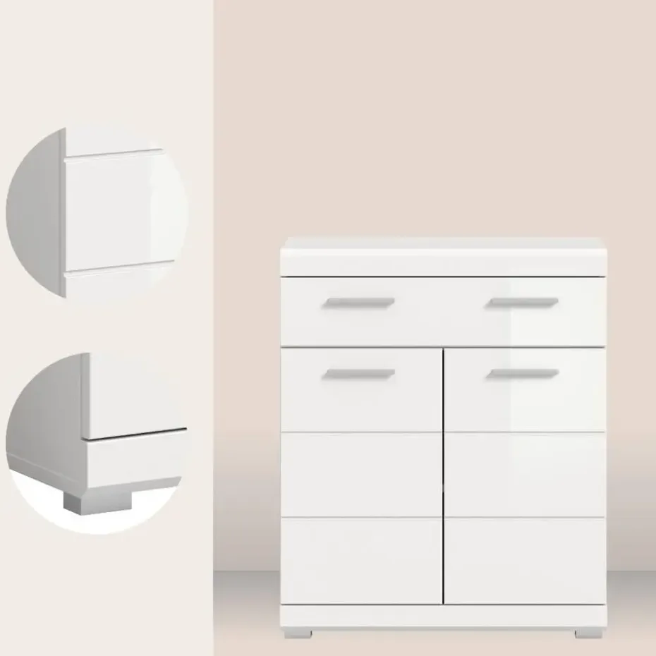 Hioshop Scout badkamerkast 2 deuren- 1 lade wit hoogglans- wit