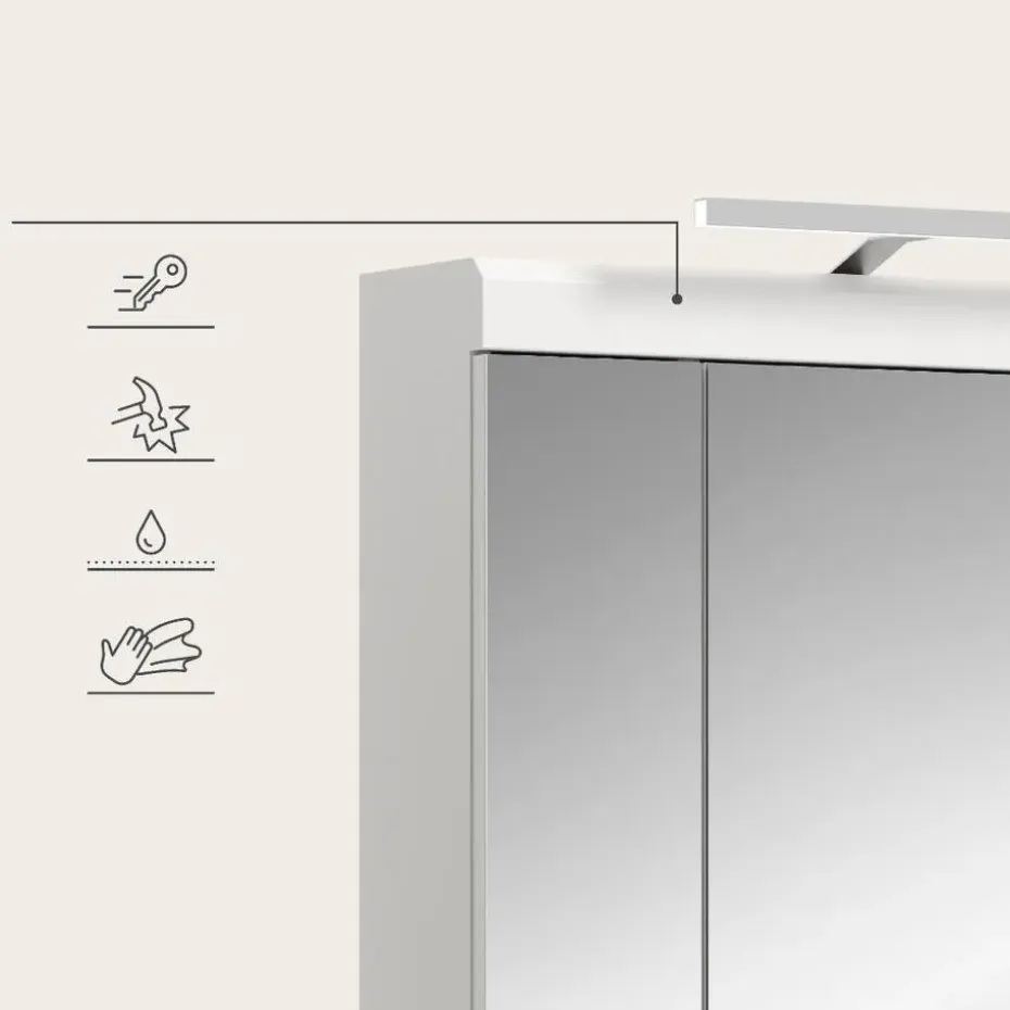 Hioshop Scout spiegelkast inclusief verlichting 2 deuren- 3 spiegeldeuren- 3