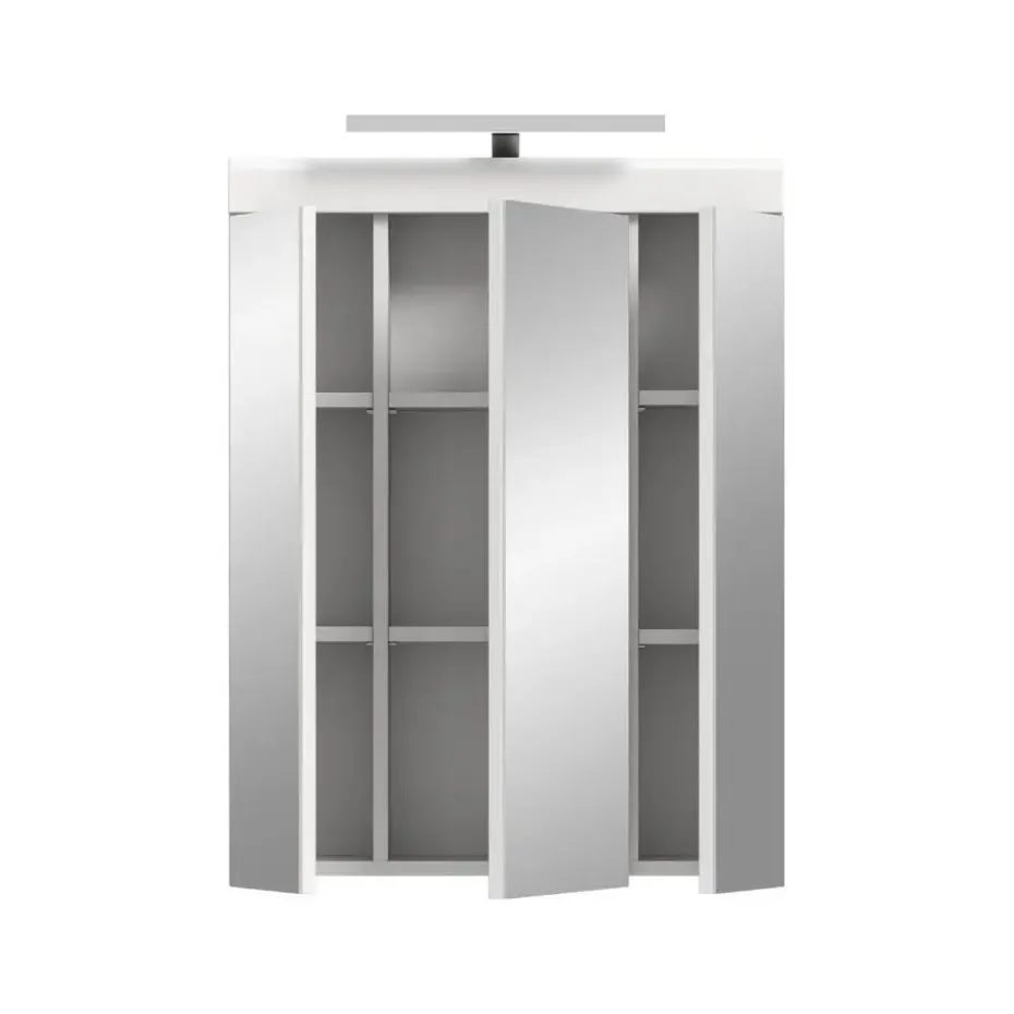 Hioshop Scout spiegelkast inclusief verlichting 2 deuren- 3 spiegeldeuren- 3