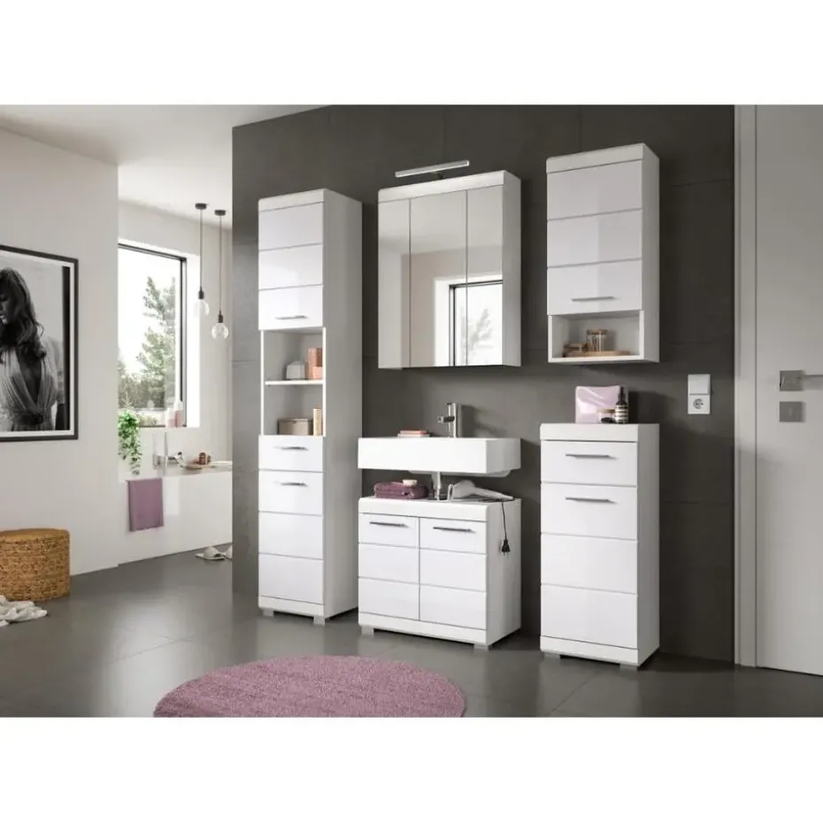 Hioshop Scout spiegelkast inclusief verlichting 2 deuren- 3 spiegeldeuren- 3