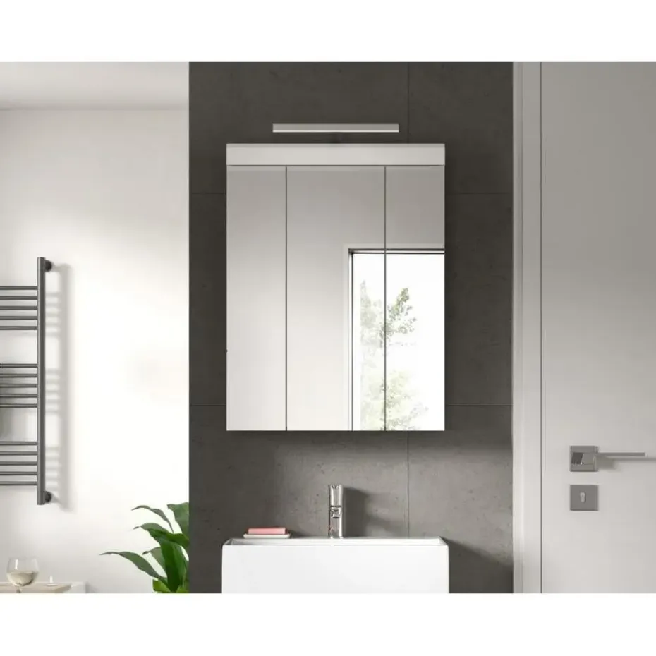 Hioshop Scout spiegelkast inclusief verlichting 2 deuren- 3 spiegeldeuren- 3