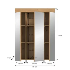 Hioshop Scout spiegelkast 3 spiegeldeuren salvie decor- eiken decor