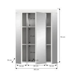 Hioshop Scout spiegelkast 3 spiegeldeuren wit hoogglans- wit