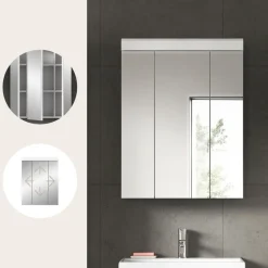 Hioshop Scout spiegelkast 3 spiegeldeuren wit hoogglans- wit