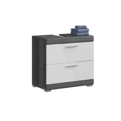 Hioshop Scout wastafel 2 lades wit hoogglans- grijs