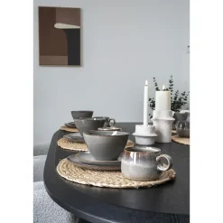 Hioshop Selma Dinerdbord keramiek set van 4 grijs- bruin