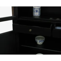 Hioshop Servieskast Mozart zwart dressoir met opzet