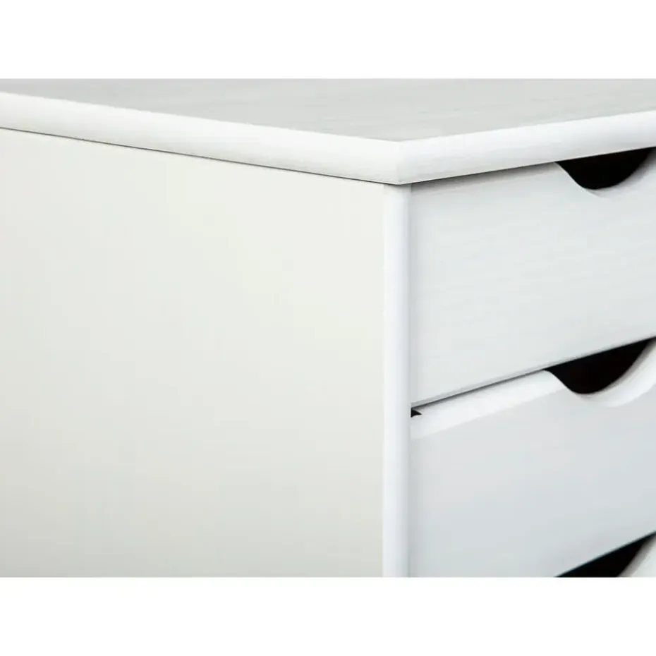 Hioshop Simra kommode kantoorarchief op wielen 6 lades wit