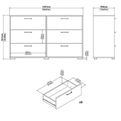 Hioshop Sofia ladekast 6 lades eikdecor
