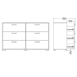 Hioshop Sofia ladekast 6 lades eikdecor