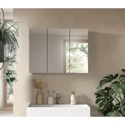 Hioshop Soft spiegelkast 3 spiegeldeuren grijs Nachbildung