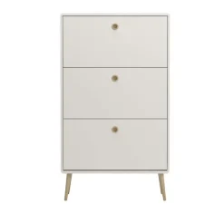 Hioshop Softline schoenenkast 3 kleppen wit