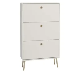 Hioshop Softline schoenenkast 3 kleppen wit