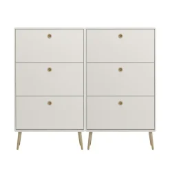 Hioshop Softline schoenenkast 6 kleppen wit