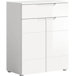 Hioshop Solero schoenenkast 2 deuren- 1 lade wit hoogglans- wit