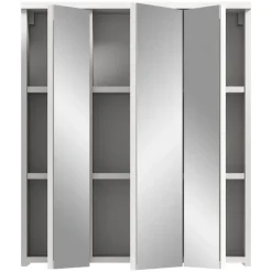 Hioshop Solero spiegelkast 3 spiegeldeuren wit hoogglans- wit