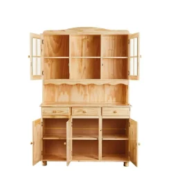 Hioshop Toswa vitrinekast 3 deuren- 2 glazen deuren- 3 lades- 2 open ruimtes