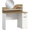 Hioshop Vanity kaptafel met spiegel 1 lade 1 deur 2 planken wit