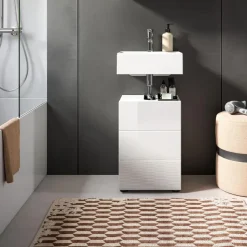 Hioshop Vira wastafel 1 deur wit hoogglans- wit