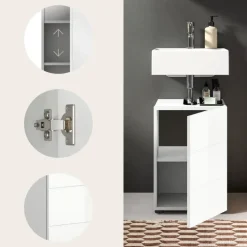 Hioshop Vira wastafel 1 deur wit hoogglans- wit