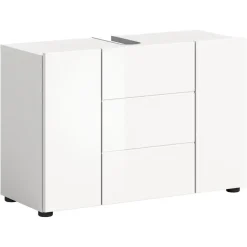 Hioshop Vira wastafel 3 deuren- 5 lades wit hoogglans- wit