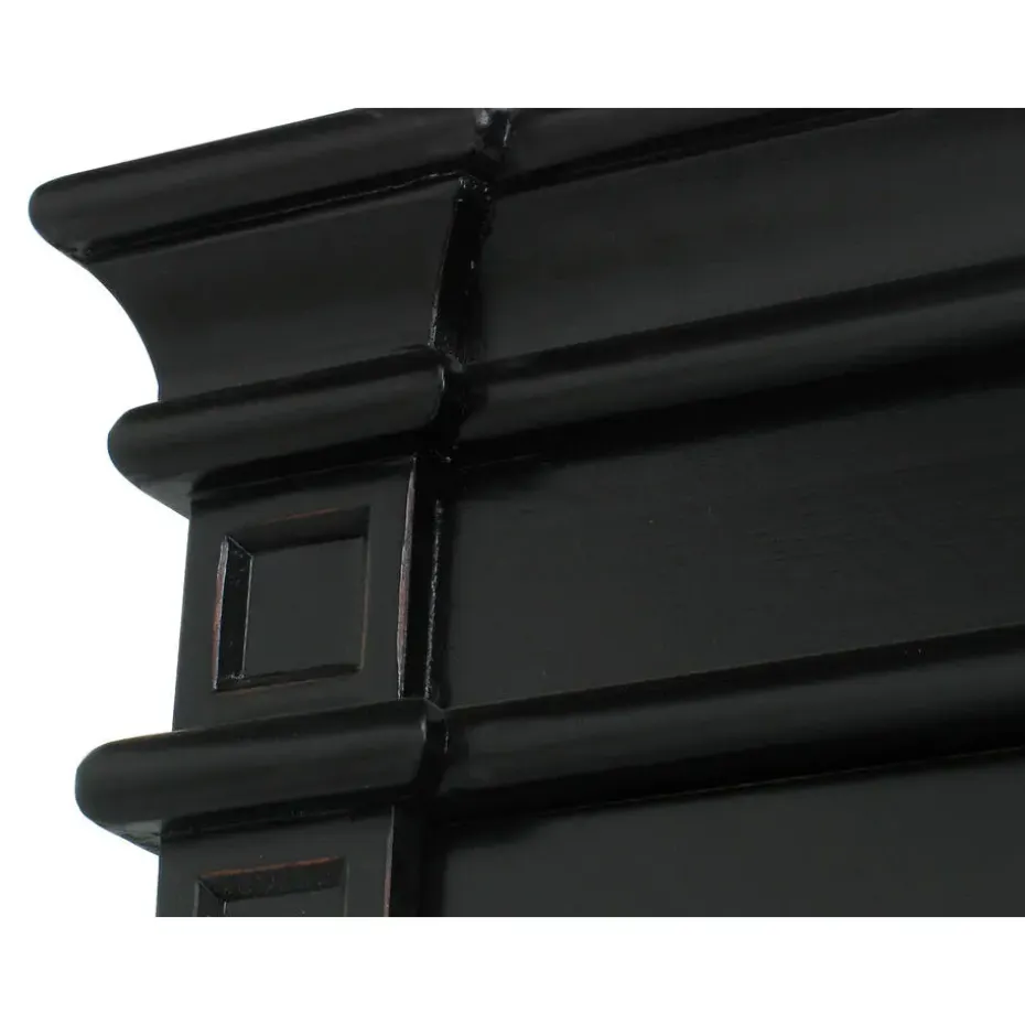 Hioshop Winkelkast buffetkast vitrine met opzet antiek zwart massief hout