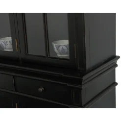 Hioshop Winkelkast buffetkast vitrine met opzet antiek zwart massief hout