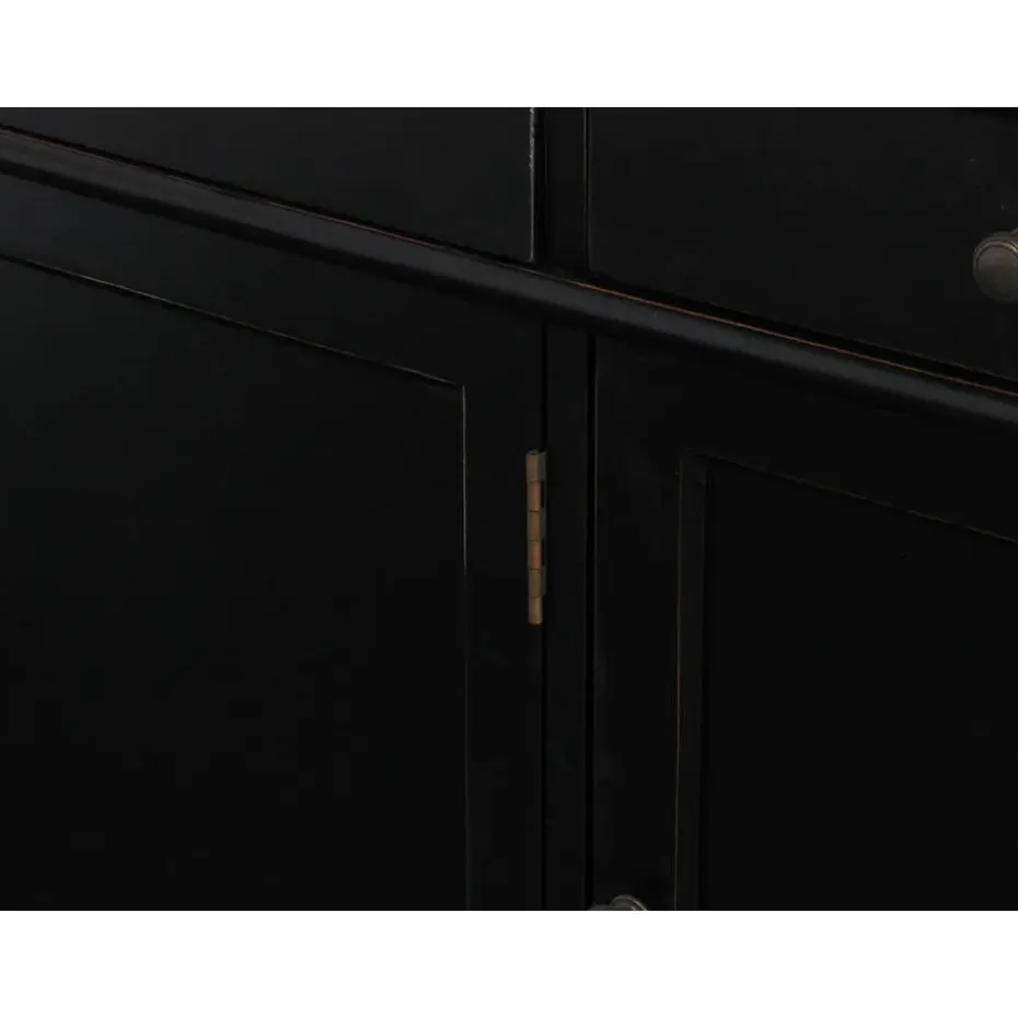 Hioshop Winkelkast buffetkast vitrine met opzet antiek zwart massief hout