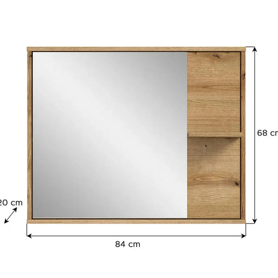 Hioshop Zeno spiegel bad 1 plank eiken decor