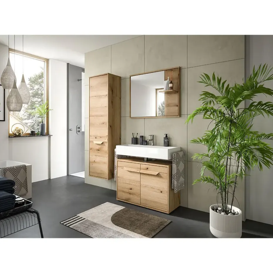 Hioshop Zeno spiegel bad 1 plank eiken decor