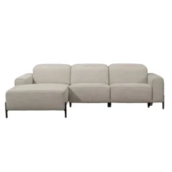 Hoekbank Dave links - elektrisch verstelbaar - stof Pure - lichtgrijs