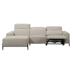 Hoekbank Dave links - elektrisch verstelbaar - stof Pure - lichtgrijs