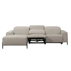 Hoekbank Dave links - elektrisch verstelbaar - stof Pure - lichtgrijs