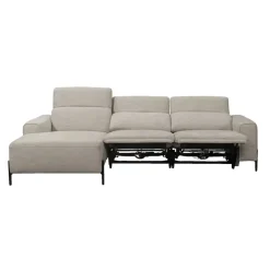 Hoekbank Dave links - elektrisch verstelbaar - stof Pure - lichtgrijs