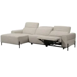 Hoekbank Dave links - elektrisch verstelbaar - stof Pure - lichtgrijs