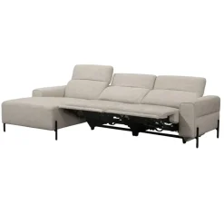 Hoekbank Dave links - elektrisch verstelbaar - stof Pure - lichtgrijs