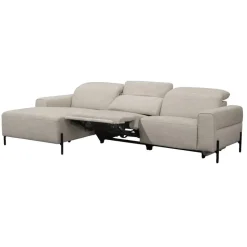 Hoekbank Dave links - elektrisch verstelbaar - stof Pure - lichtgrijs