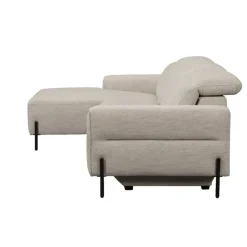 Hoekbank Dave links - elektrisch verstelbaar - stof Pure - lichtgrijs